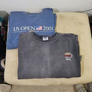 Lot of Fila 2001 US Open Tennis Blue T-Shirt & Crewneck Sweatshirt!